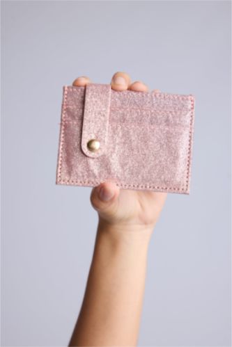 Kadın Açık Pembe Suni Deri Kartlık
