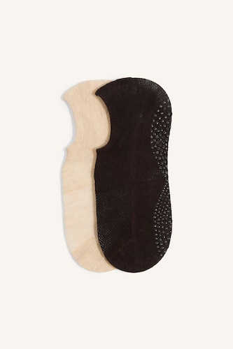 Women Brown 2 piece Cotton Pilates Socks