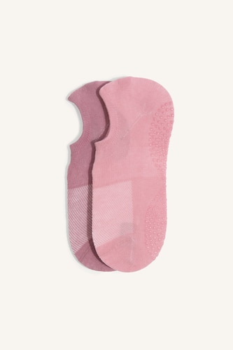 Women Pink Woman Ballet Flat Cut 2 Piece Cotton Pilates Socks