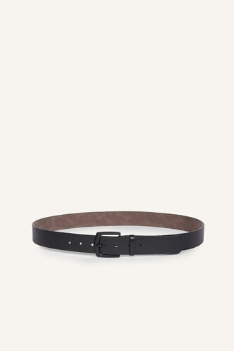 Men Black Man Rectangle Clasp Faux Leather