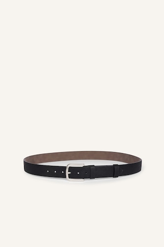 Man Black Man Rectangular Metal Buckle Faux Leather Casual Belt