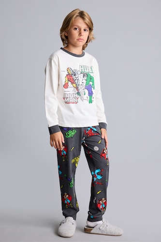 Erkek Çocuk - Genç Erkek Ekru 2'li Pijama Takım Marvel Erkek Çocuk