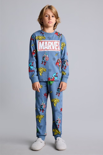Young Boys - Teen Boys Blue 2 piece Regular Fit Licensed by Marvel Knitted Pyjamas