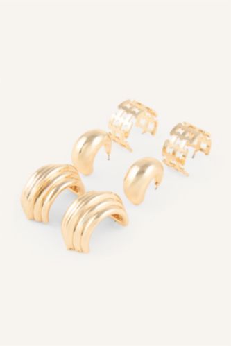 Women Altın Woman 3 Piece Earrings