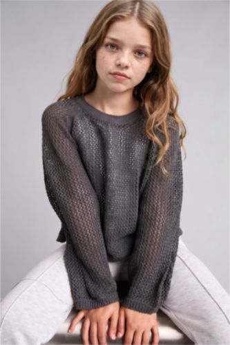 Girls & Teens Grey Girl Regular Fit Pullover