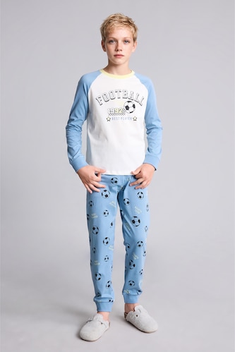 Young Boys - Teen Boys Blue 2 piece Regular Fit Knitted Pyjamas