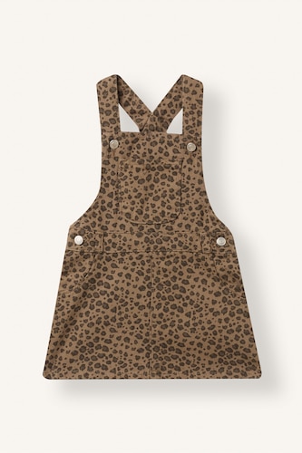 Baby Girl Leopard Print Twill Pinafore Dress
