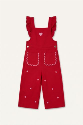 BABY GIRL Red جمبسوت بناتي قطن 100% جبردين وطبعة قلب