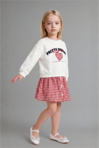 Baby Girls White Gingham Long Sleeve Knitted Dress