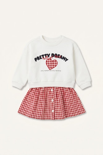 Baby Girl White Gingham Check Long Sleeve Dress