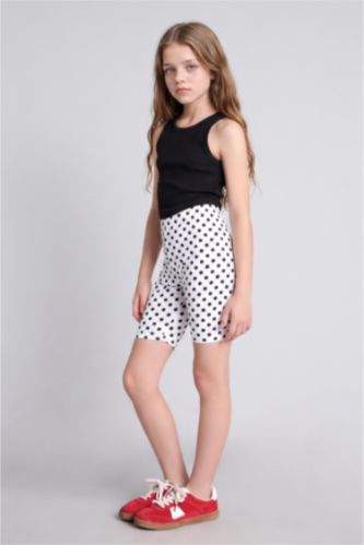 Girls & Teens White ستريج قصير بناتي منقط