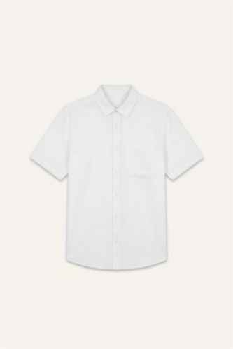 Men White Regular Fit Cotton Short Sleeve Shirt