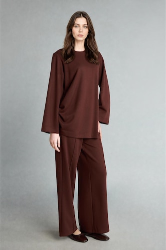 FEMME Marron Pantalon Coupe large