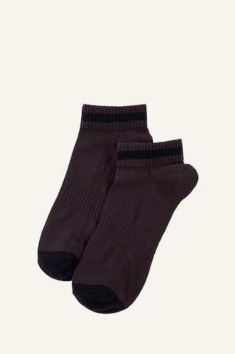 Man 3-Pack Brown Printed Cotton Short Socks