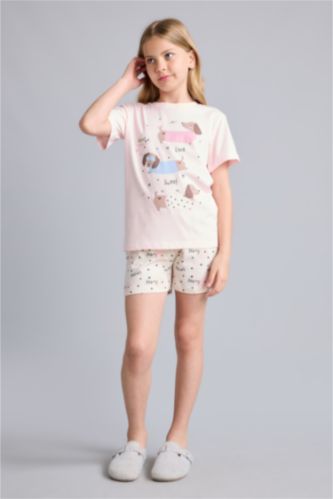 Kız Çocuk - Genç Kız Pembe Regular Fit Baskılı 2'Li Pijama Takım Kız Çocuk