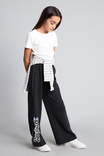 GIRLS & TEENS Black Girl Wide Leg Lilo & Stitch Disney Licensed Trousers