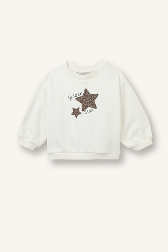 Baby Girls Ecru Regular Fit Crew Neck Sweatshirt