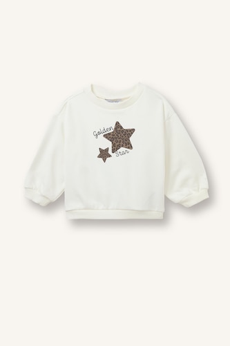 Sweatshirt à col rond imprimé étoiles Coupe régulière pour bébé fille