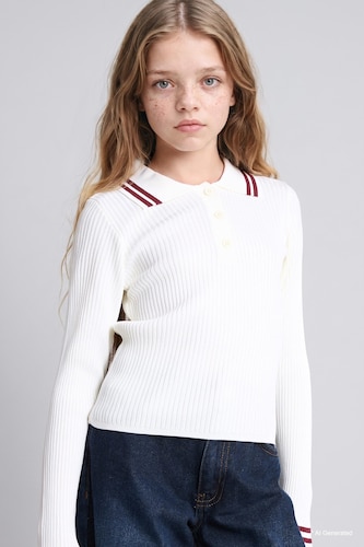 Girl Regular Fit Polo Collar Sweater