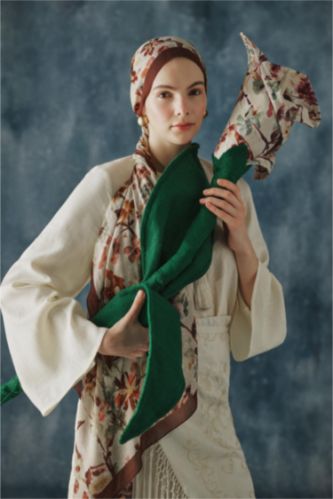 Women Dark Brown Fresh Scarfs X DeFacto Autumn Garden Viscose Scarf