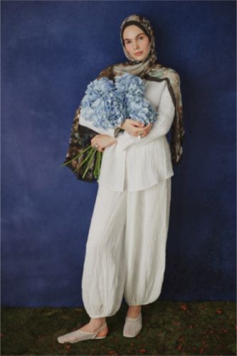 نساء أسود Fresh Scarfs X DeFacto Shadow Floral Viscose Scarf