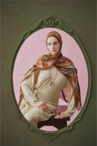 Women Light Pink Fresh Scarfs X DeFacto Pastel Blossom Viscose Scarf