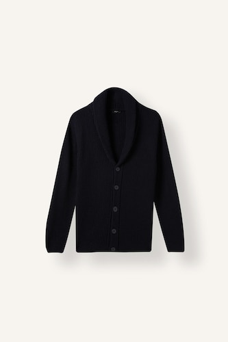 Standard Fit Shawl Collar Button-Up Basic Knitted Cardigan