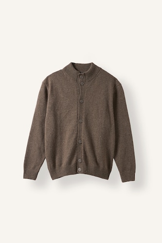 رجال بني فاتح Standard Fit Stand Collar Basic Knit Cardigan