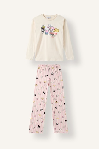 Kız Çocuk - Genç Kız Ekru 2'li Pijama Takımı Hello Kitty Kız Çocuk