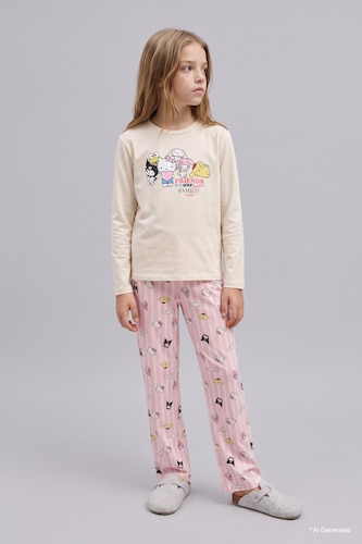 Young Girls - Teen Girls Ecru Girl Hello Kitty 2 Piece Pyjama Set