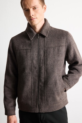 Zipper Polo Collar Puffer Jacket