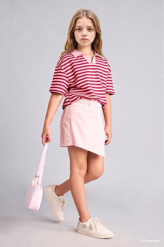 Girl Denim Pink Skort