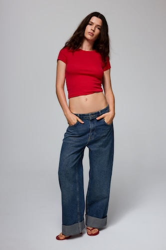 WOMAN Dark Blue Baggy Fit Trousers