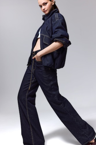 Woman Blue Black Trousers