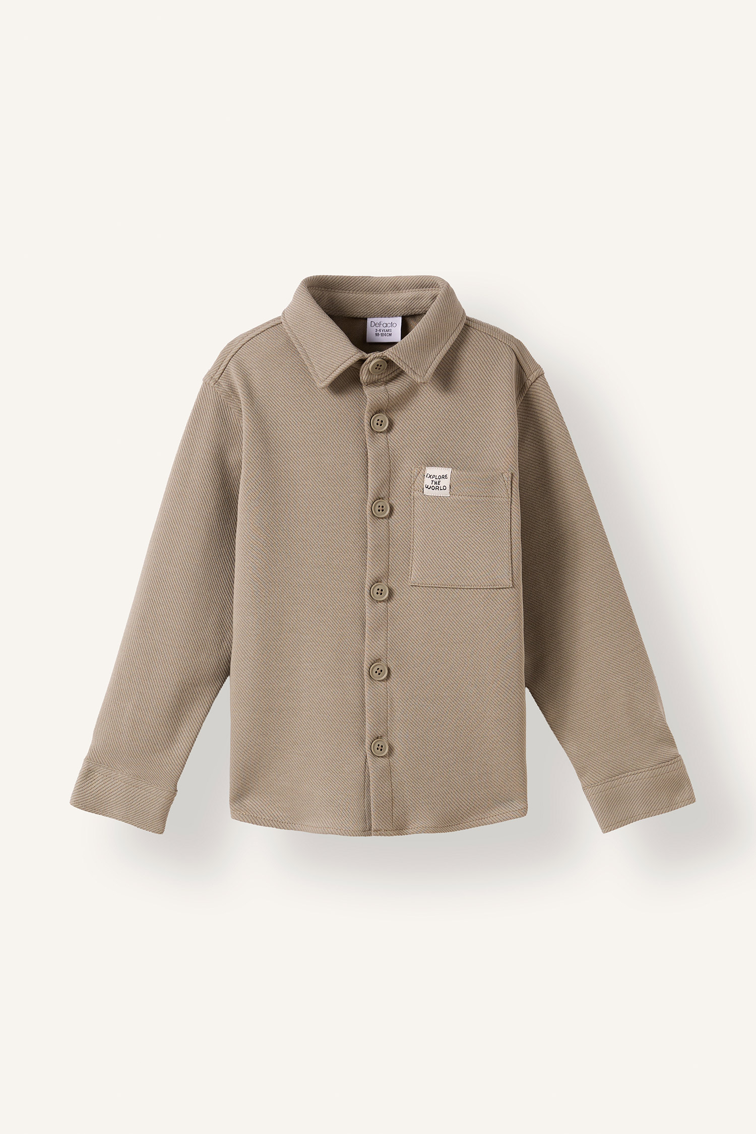Baby Boys Khaki Oversize Fit Long Sleeve Shirt
