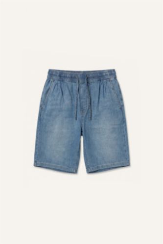 Erkek Mavi Baggy Fit Bermuda Jean Şort