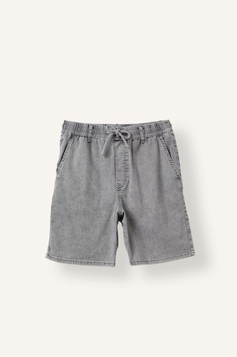 Erkek Açık Gri Relax Fit Denim Bermuda Şort