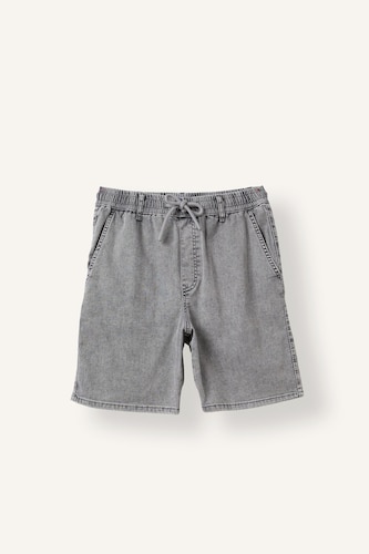 Relaxed Fit Elastic Waist Denim Bermuda Shorts