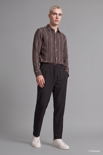 MAN Light Brown Regular Fit Cotton Long Sleeve Shirt