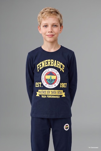Young Boys - Teen Boys NAVY 2 piece Regular Comfort Fit Knitted Pyjamas