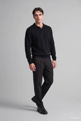 Polo Collar Long Sleeve Sweatshirt