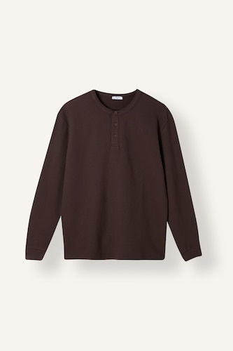 Regular Fit Waffle Textured Henley Collar Basic T-Shirt