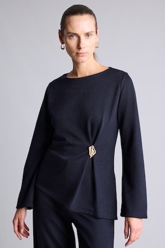 Asymmetric Pique Long Sleeve T-Shirt
