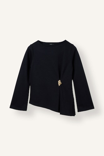 Asymmetric Pique Long Sleeve T-Shirt