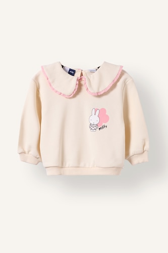 Kız Bebek Ekru Miffy Bebe Yaka Kalın Sweatshirt Kız Bebek