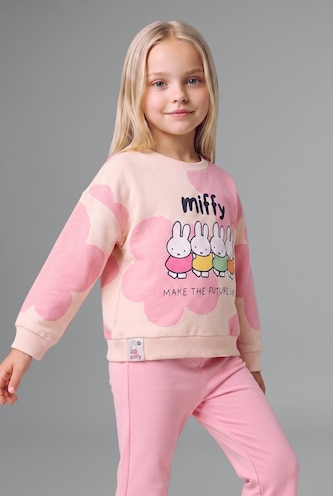 Baby Girls Ecru 2 piece Regular Fit Crew Neck Set