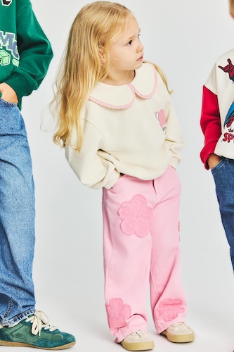 BABY GIRL Pink Baby Girl Wide Leg Jeans