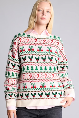 Regular Fit Crew Neck Knitted Christmas Pullover