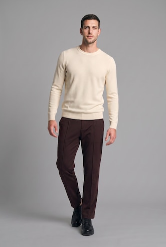 MAN Brown Relax Fit Elastic Waist Front Seam Straight Leg Sweatpants