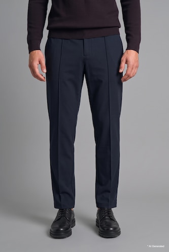 Men NAVY Relaxed Fit Elastic Waist Straight Trousers